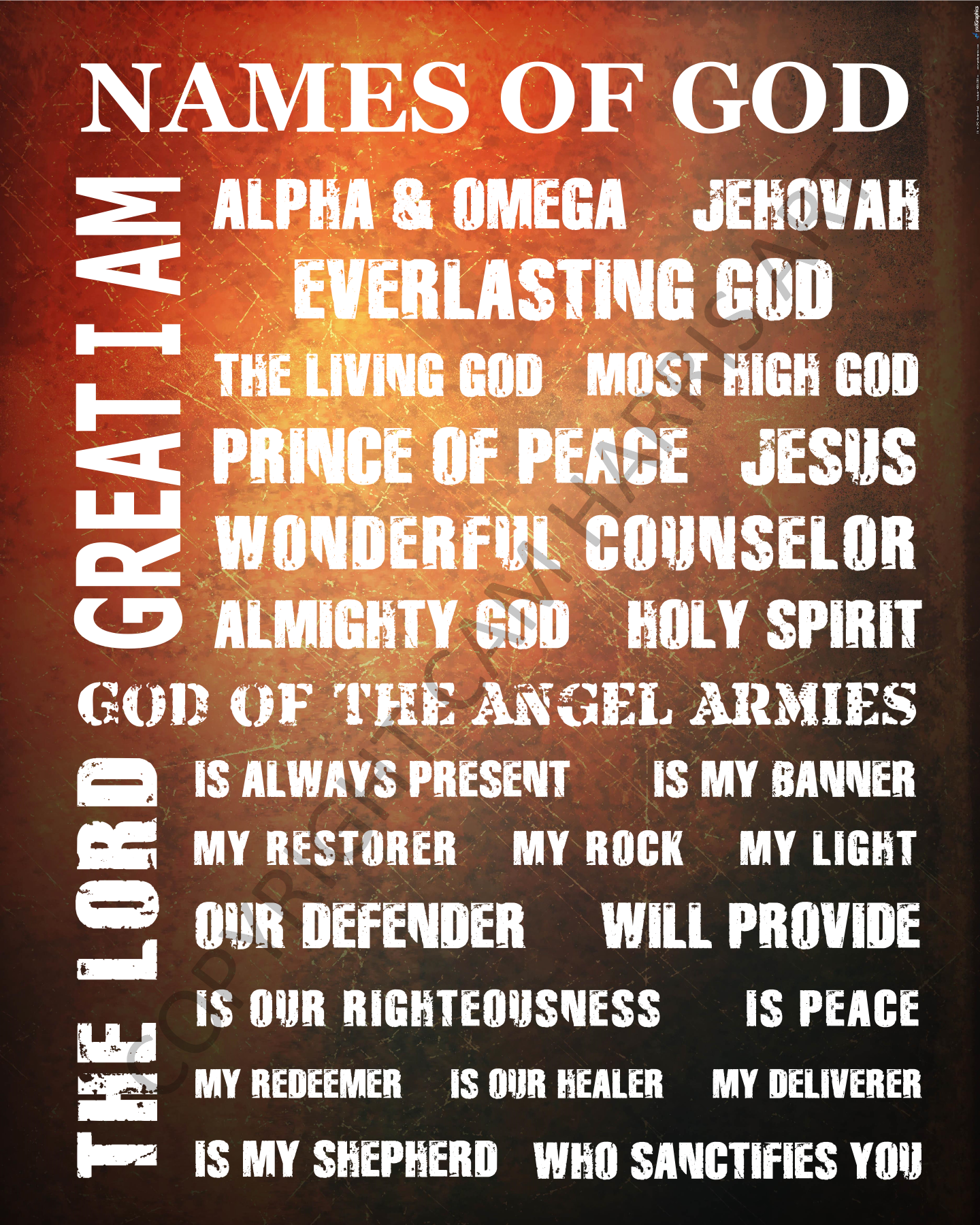 Names Of God Print 16" x 20" Red Warrior Nations