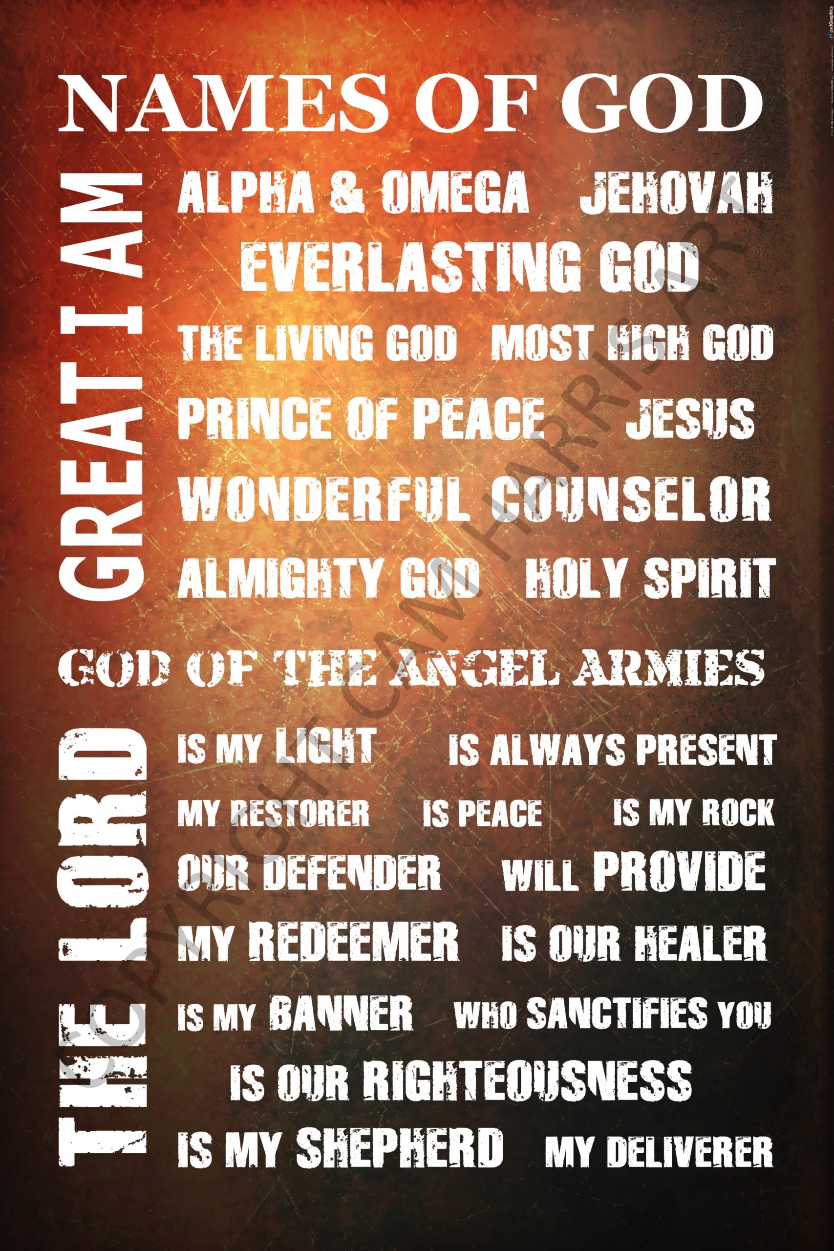 Names Of God Print 24" x 36" Warrior Nations