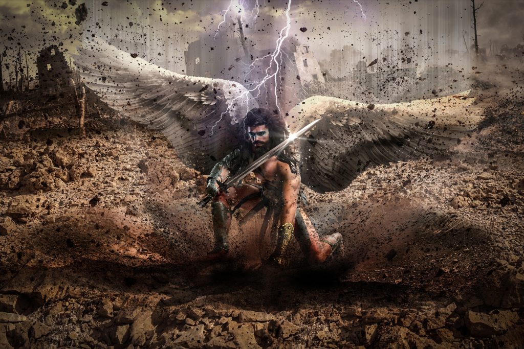 warrior angel fights the demonic with us